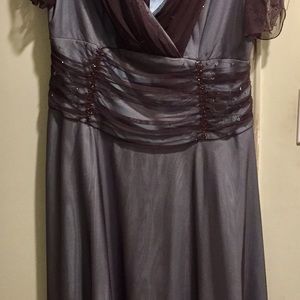 Turquoise w Shear brown beaded overlay dress